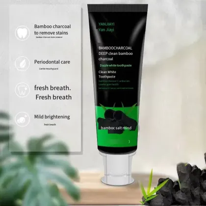 Natural bamboo charcoal toothpaste whitens teeth