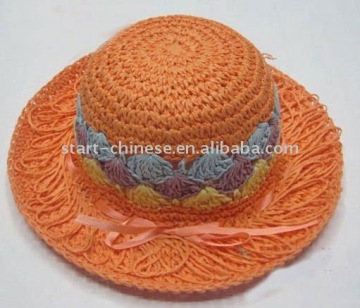 Orange baby knit hats of summer sun hats