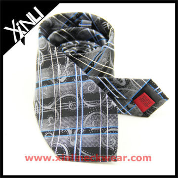 Grey Black Paisley Plaid Italy Silk Ties Wholesale, High Quality Necktie
