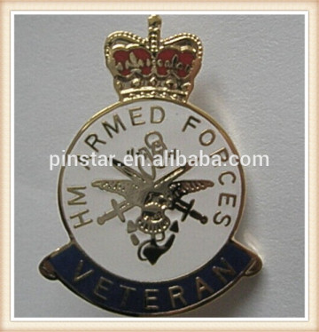 2014 New Custom Metal Hotsale Armed Forces Veteran Enamel Pin Badge Custom Metal Veteran Hat Lapel Pin Badge