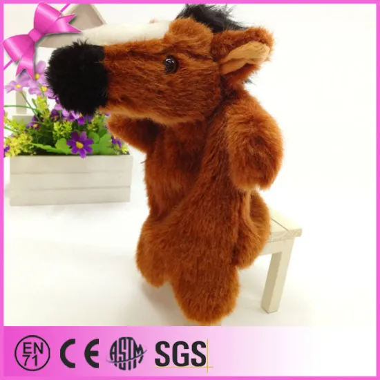 2014 best gift good quality pv plush hand puppet happy horse plush toys