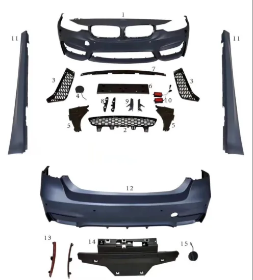 BMW 3 Series F30 M3 Style Body Kit: Front and Rear Bumpers with Side Skirts for F80 Upgrade