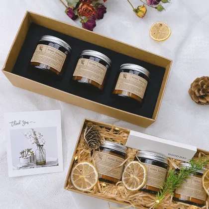 LuxuryPackaging Dried Botanicals Match Flameless Cube Candle Aroma Diffuser Scented Candle Gift Set