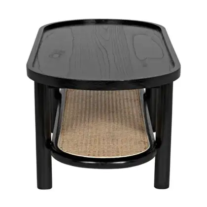 New Century Light Luxury Wooden Rattan Rectangular Living Room Tea Table