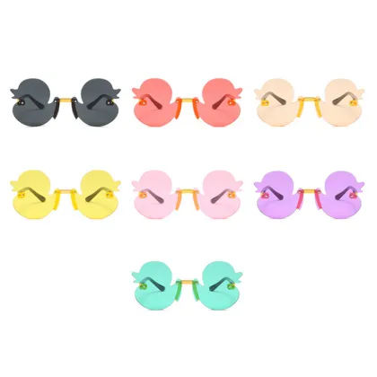 Rimless Duck Shape Sunglasses for Children: UV400 Protection, Party Decorative Sun Shades for Babies
