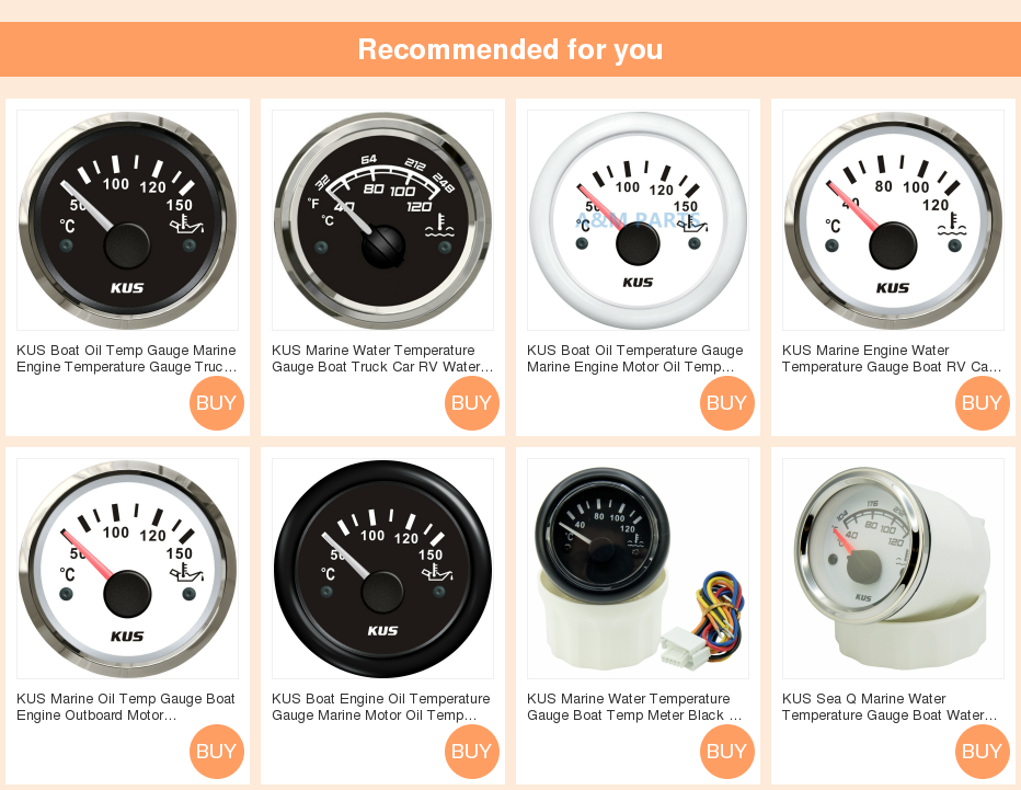 Kus Marine Engine Water Temperature Gauge Boat Rv Car Temp Meter Gauge