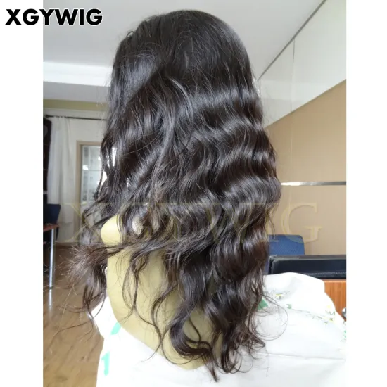 Stock 10\"-24\" Virgin Indian Human Hair Wig: Unprocessed, Natural Wave, Pre-plucked Hairline, 4x4 Silk Top with Hidden Knots and Full Lace Construction