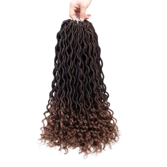 Curly Wave Goddess Faux Dread Straight Gypsy Synthetic Crochet Braids Locs Braid Hair Extensions curly goddess locs hair