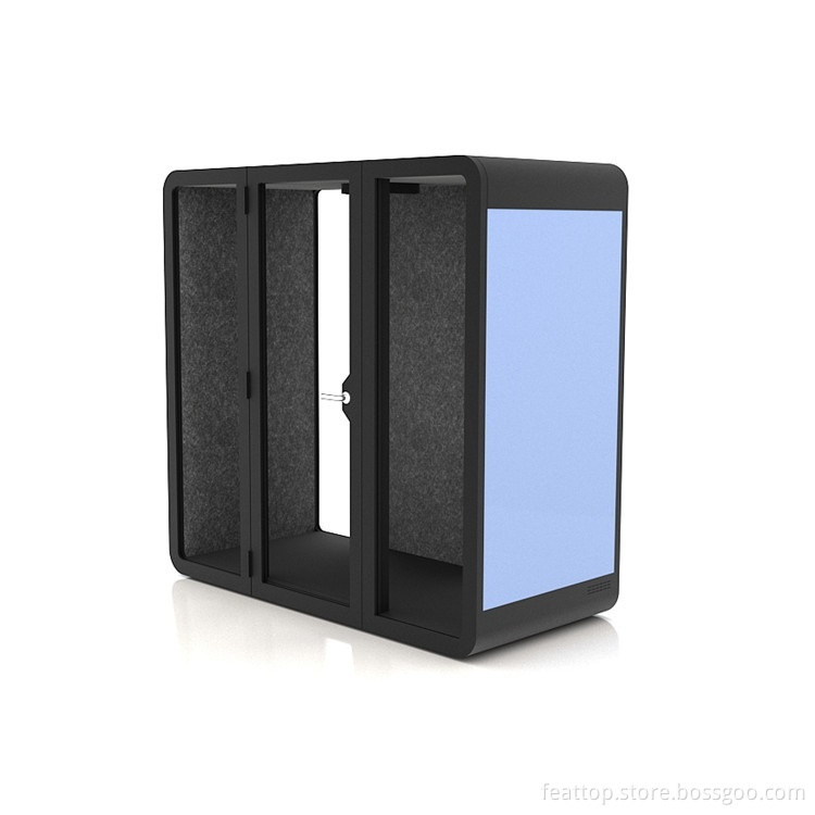 Modern office pod providing acoustic privacy in a commercial workspace