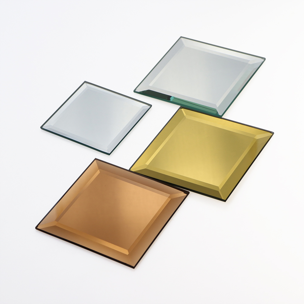 4mm bevel edge frameless gold bronze tinted float glass mirror for wall decorative