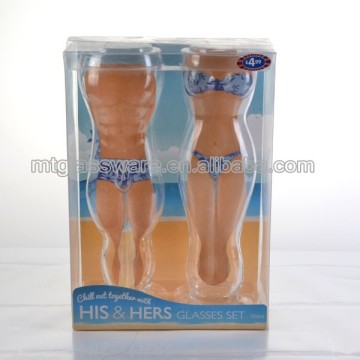 best gift funny design his and her body beer glass