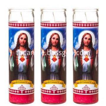7 days religious church candles wax in glass jar