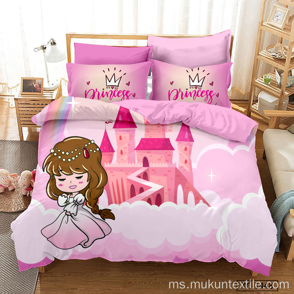 3D Digital Bedsheet Cetak Duvet Cover Bedding Set