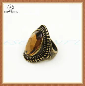 New Product Elegance Women Big Amber Crystal Ring