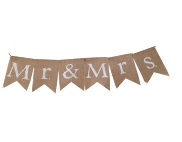 Mr&Mrs Burlap Banner Merry Christmas Glitter Banner