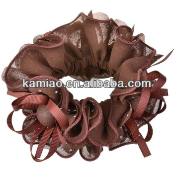 2015 fashion polka dot colorful flower elastic hair ponytail band for girls