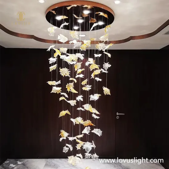 Hotel lobby project chandelier Maple leaf shape chandelier Hotel lobby conference hall shopping mall hall chandelier