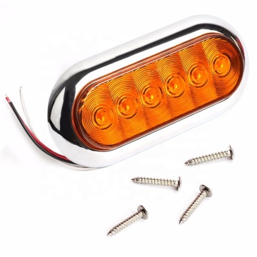 12V Waterproof Chrome Red Oval LED Stop Turn Signal Tail Park Lights for Trailer Truck