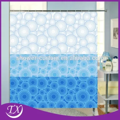 100% Polyester Blue Bubbles Shower Curtains