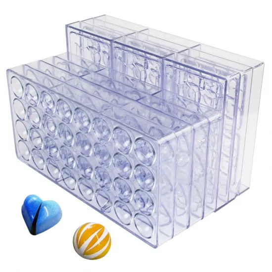 High-Quality BPA-Free Rose Heart Golf Shape Chocolate Moulds - Food Safe Plastic Clear Polycarbonate