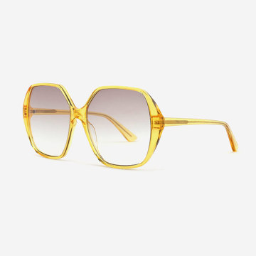 Fashion and retro polygon acetate Women's sunglasses