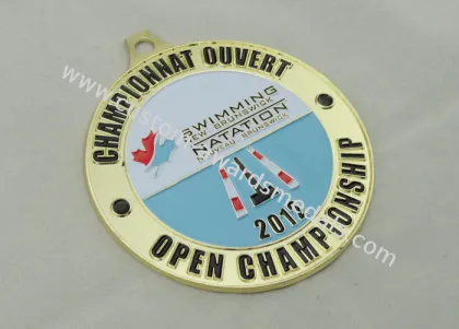 Swimming New Brunswick Enamel Medal , Gold Plating , Erosion On Both Sides