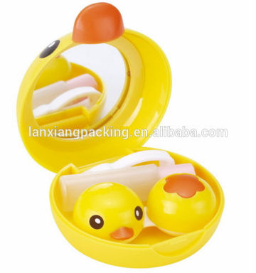 Custom Cartoon Contact Lens Cases,Contact Lenses Plastic Case,Yellow Duck Contact Lens Box