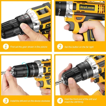 2022 Flash Sale: Electric Cordless Screwdriver Machine 48V Brushless Power Drill Kit