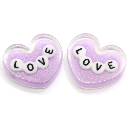 Resin Charms Hot Selling Neueste Produkte Heart LOVE Theme Niedliche bunte Harz Perlen Flat Back Aufkleber für Craft DIY