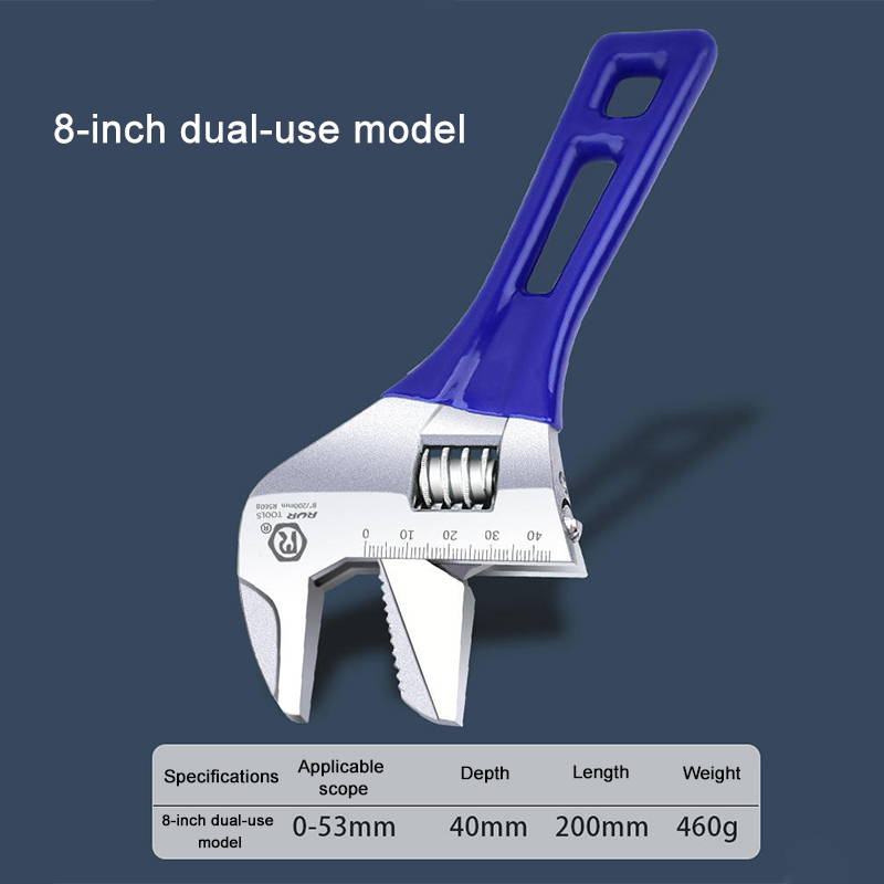 Spot wholesale plastic adjustable wrench large open spanner light pipe live dual-use bathroom wrench short handle With a wrench