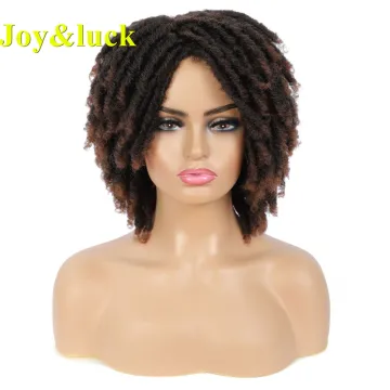 Wholesale Price Dreadlocks Wigs Soft Ombre Brown Short Dread lock Braided Wigs For Black Women Braiding Synthetic Hair Wigs