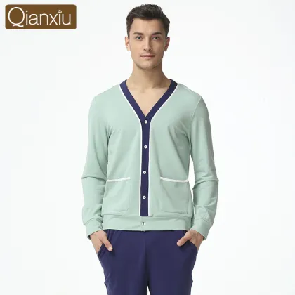 Qianxiu New Arrival Wholesale V-neck Cardigan Men Nighty