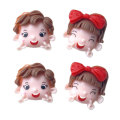 Kawaii Resin Girl Boy Head Charms Flat Back Cabochon Beads Kids Hair Accessories Handmade Bag Shoes Keychain Making