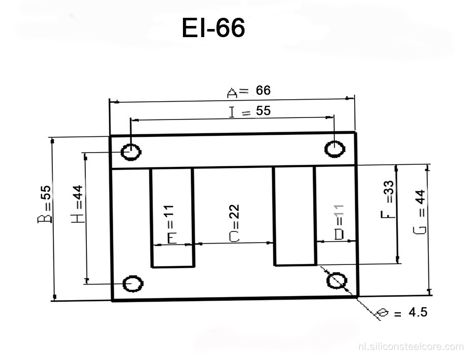 Enkele fase transformator EI Laminatie EI66
