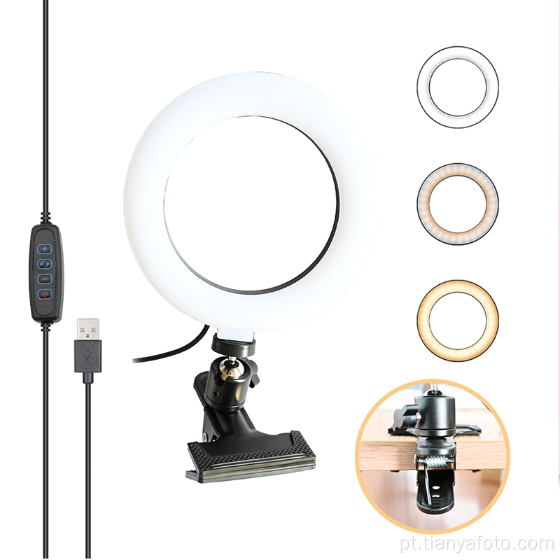 6 &quot;luz led de plástico preto mini anel