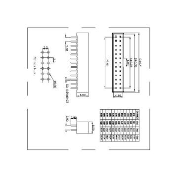 2.0x2.0mm Box Heaer Dual Rows DIP 180° H=5.6MM