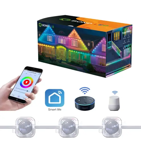 GS8208 RGBIC RBG Eave and Trim LED Lights for Smart Outdoor Holiday Christmas Decoration