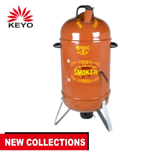 KEYO LFGB outdoor 18" vertical 2 in 1 luxury charcoal smoker bbq grill with chimney