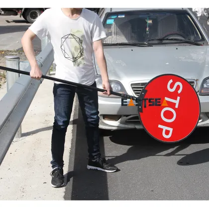 Stop/Go Paddle Sign,Aluminum,Reflective Folding Traffic Sign