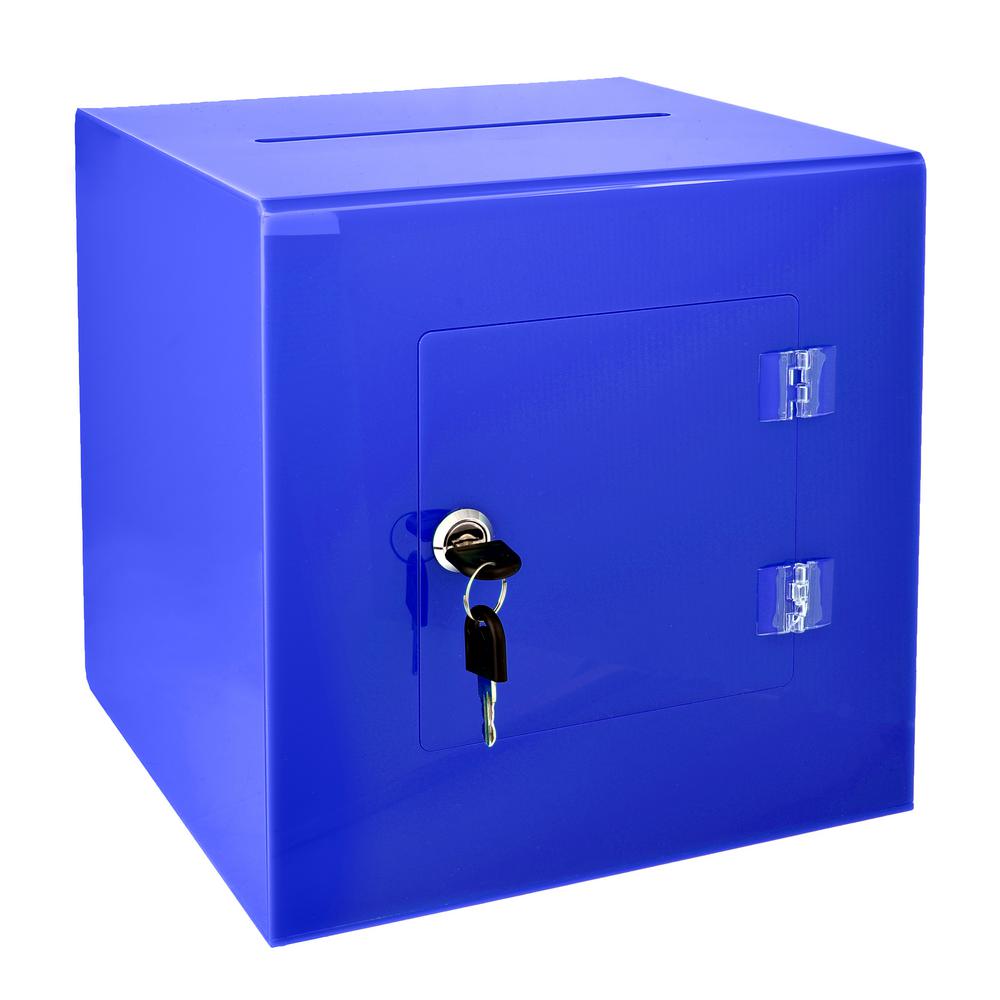 Acrylic Suggestion Box With Lock Blue