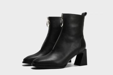 2021 high square heel front zipper lady boots