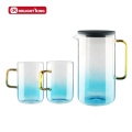 Set di tazze per brocca d&#39;acqua in vetro borosilicato di colore sfumato