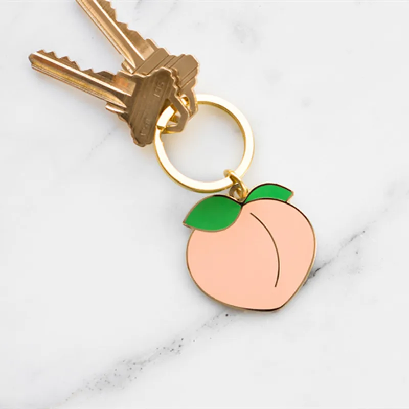 Peach Enamel Keychain