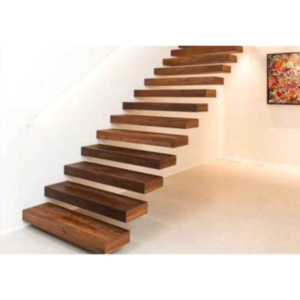 Modern staircase solid wood treads Floating staircase