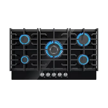 High-Quality 5 Burner Tempered Glass Gas Hob with Chimney
