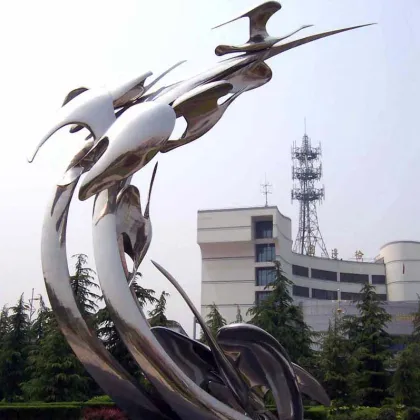 big size abstract high quality polished metal bird stainless steel bird sculpture