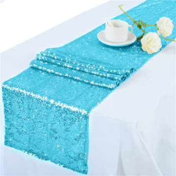 Runner da tavolo rettangolo di paillettes blu per la decorazione del matrimonio