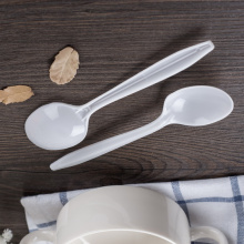 White PP Disposable Plastic Fork Dessert Spoon