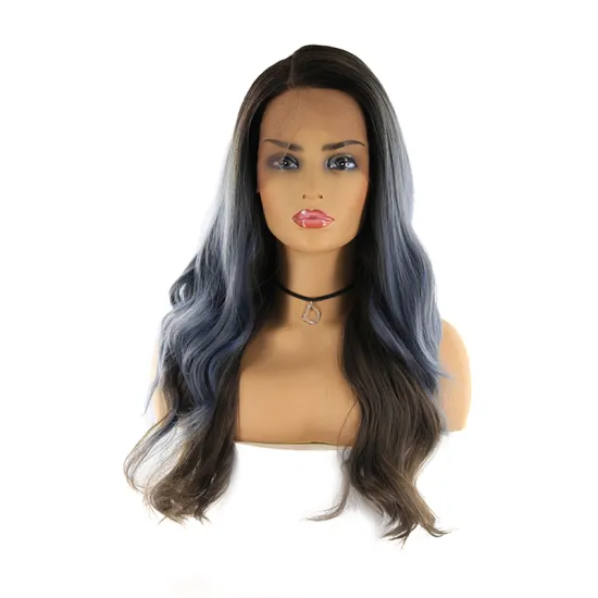 x-tress new ombre grey color long body wave curly middle part lace wigs synthetic hair lace frontal wigs for women