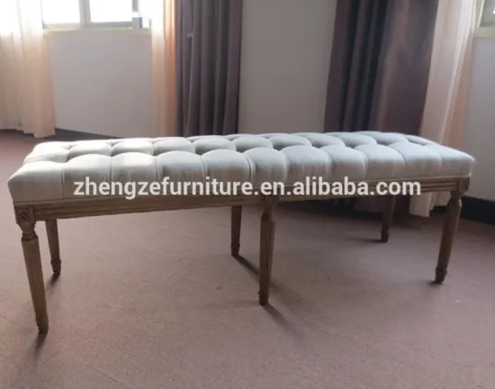 Tufted furniture carved wooden ottoman